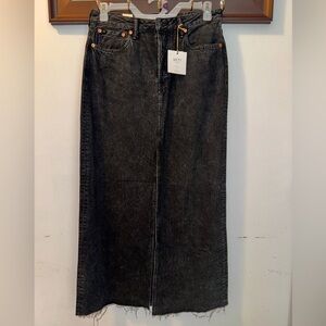 AE77 Black Denim Maxi Skirt size 8
